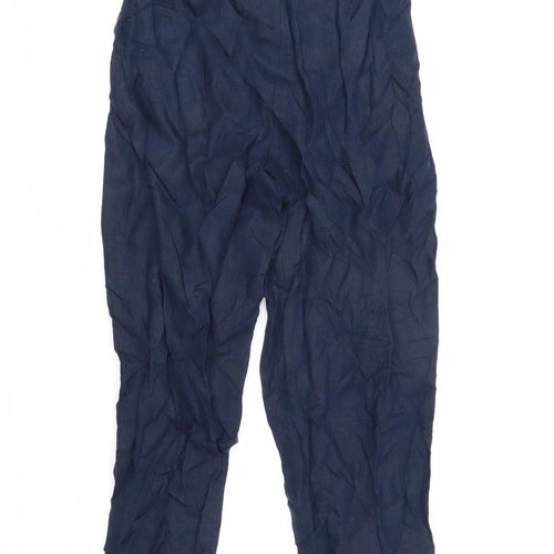 Marks and Spencer Womens Blue Linen Trousers Size 6 L23 in Regular Zip