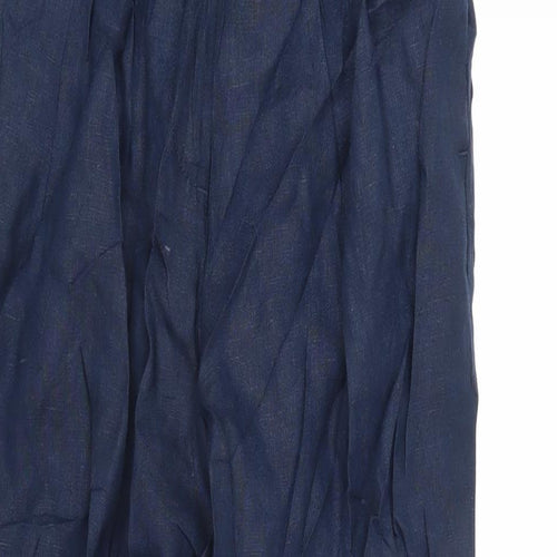 Marks and Spencer Womens Blue Linen Trousers Size 6 L23 in Regular Zip