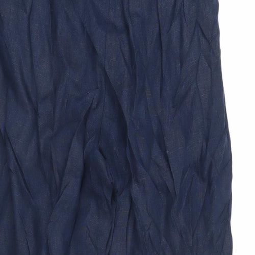 Marks and Spencer Womens Blue Linen Trousers Size 6 L23 in Regular Zip