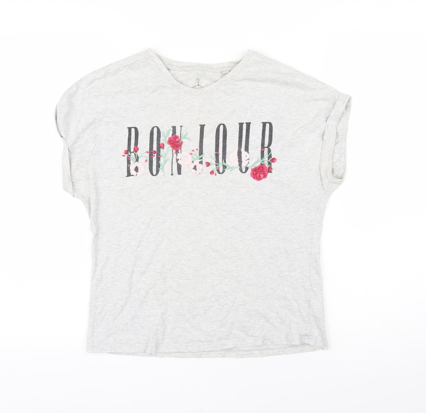 NEXT Girls Grey 100% Cotton Basic T-Shirt Size 12 Years Round Neck Pullover - Bonjour