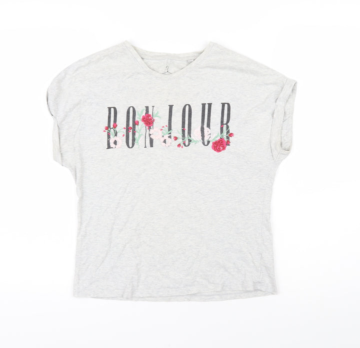 NEXT Girls Grey 100% Cotton Basic T-Shirt Size 12 Years Round Neck Pullover - Bonjour