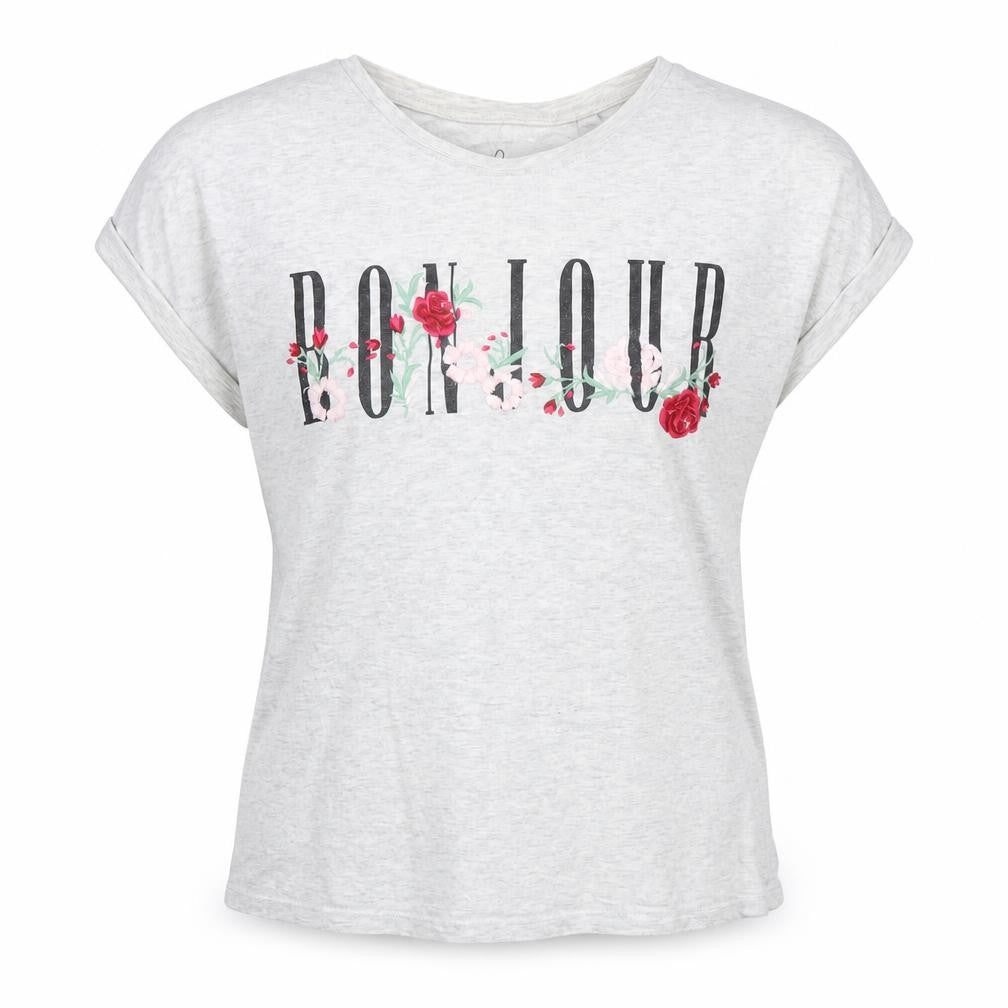 Front view of Next girls’ grey 100% cotton basic t-shirt, size 12, years round neck pullover - bonjour