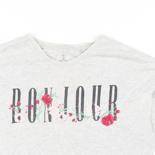 NEXT Girls Grey 100% Cotton Basic T-Shirt Size 12 Years Round Neck Pullover - Bonjour