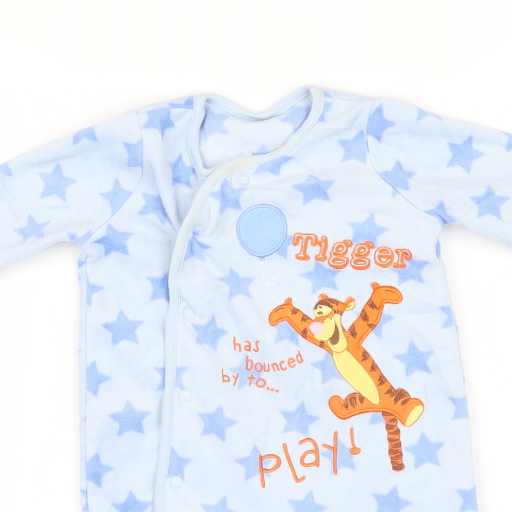 Disney Baby Blue Geometric Polyester Blend Babygrow One-Piece Size 6-9 Months Snap - Stars Tigger