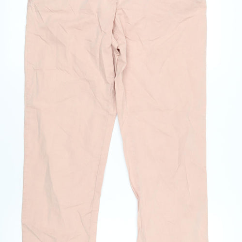 Marks and Spencer Womens Pink Cotton Trousers Size 12 L30 in Regular Zip