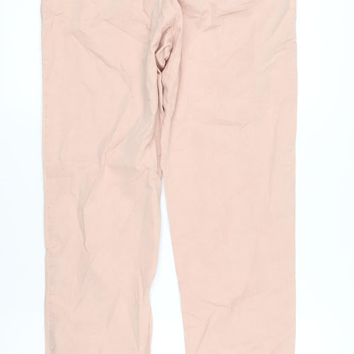 Marks and Spencer Womens Pink Cotton Trousers Size 12 L30 in Regular Zip