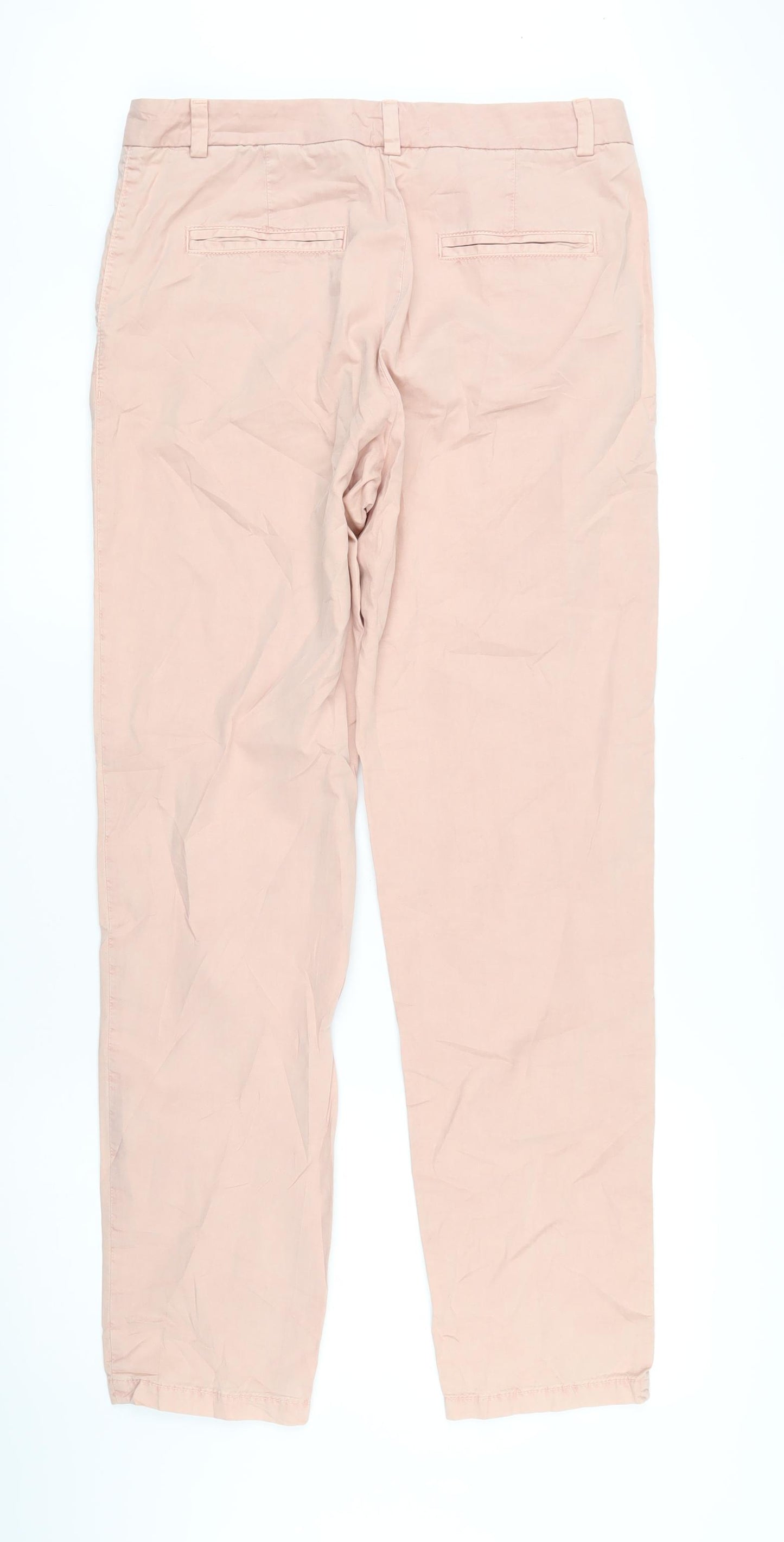 Marks and Spencer Womens Pink Cotton Trousers Size 12 L30 in Regular Zip