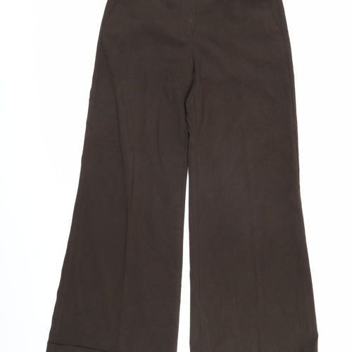 Marks and Spencer Womens Brown Polyester Trousers Size 12 L30 in Regular Zip