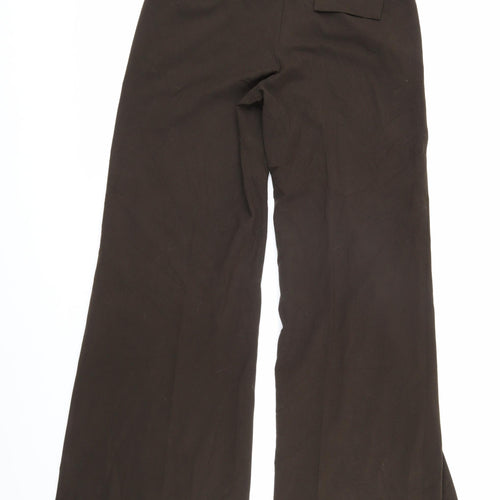 Marks and Spencer Womens Brown Polyester Trousers Size 12 L30 in Regular Zip