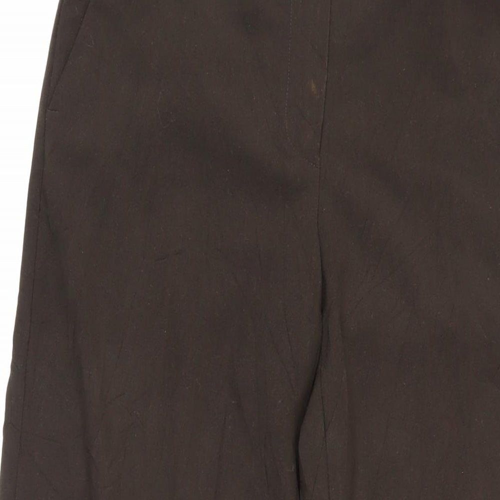 Marks and Spencer Womens Brown Polyester Trousers Size 12 L30 in Regular Zip