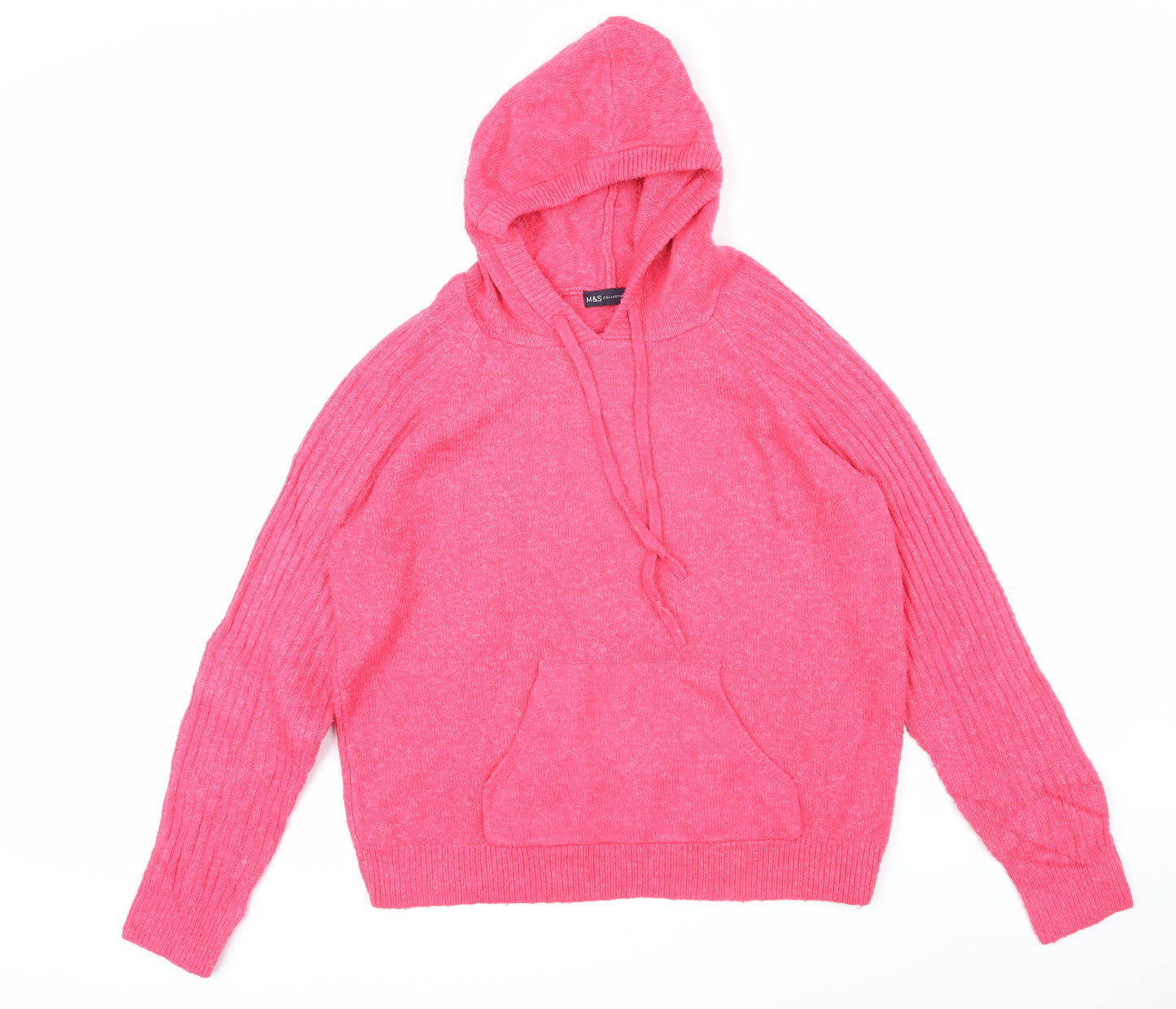 Marks and Spencer Womens Pink Round Neck Acrylic Pullover Jumper Size M - Hood