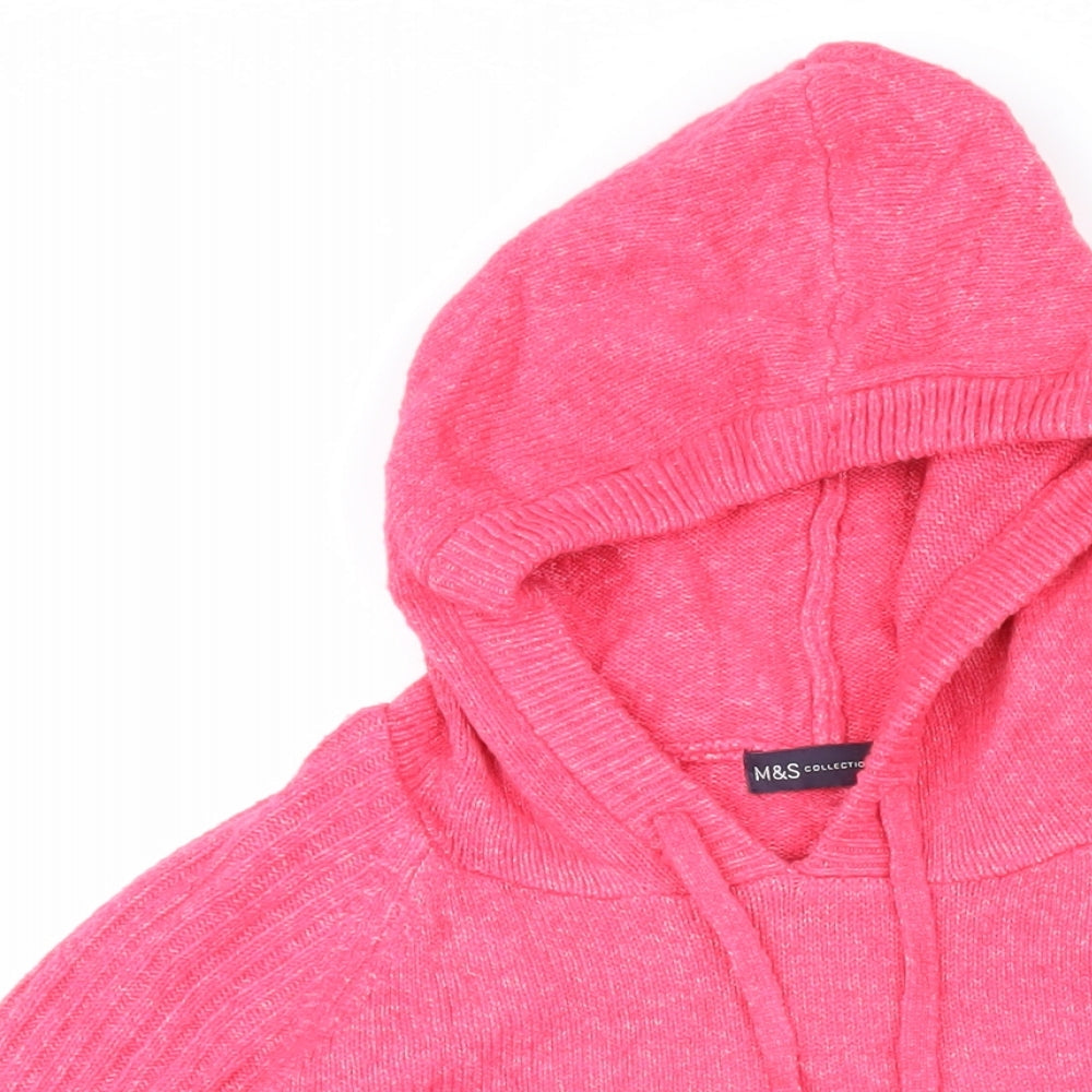 Marks and Spencer Womens Pink Round Neck Acrylic Pullover Jumper Size M - Hood