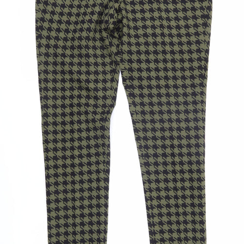 ASOS Womens Green Geometric Polyamide Trousers Size 30 in L31 in Regular Zip - Houndstooth pattern
