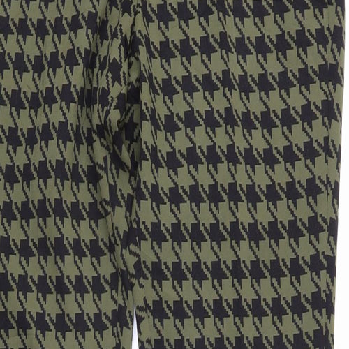 ASOS Womens Green Geometric Polyamide Trousers Size 30 in L31 in Regular Zip - Houndstooth pattern