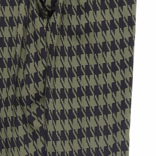 ASOS Womens Green Geometric Polyamide Trousers Size 30 in L31 in Regular Zip - Houndstooth pattern