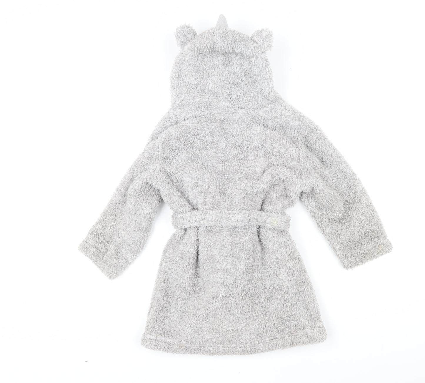 John Lewis Boys Grey Solid 100% Polyester Robe Size 3 Years Tie - Dinosaur hood