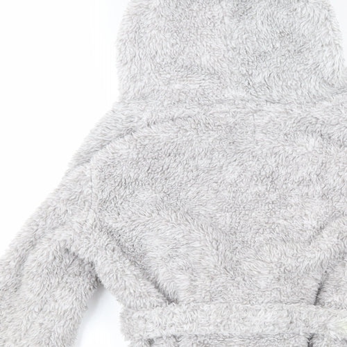 John Lewis Boys Grey Solid 100% Polyester Robe Size 3 Years Tie - Dinosaur hood