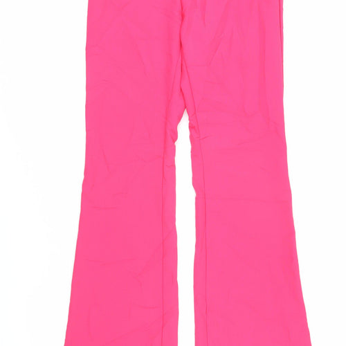 H&M Womens Pink Polyester Trousers Size 34 in L31 in Regular Zip - Elasticated waist