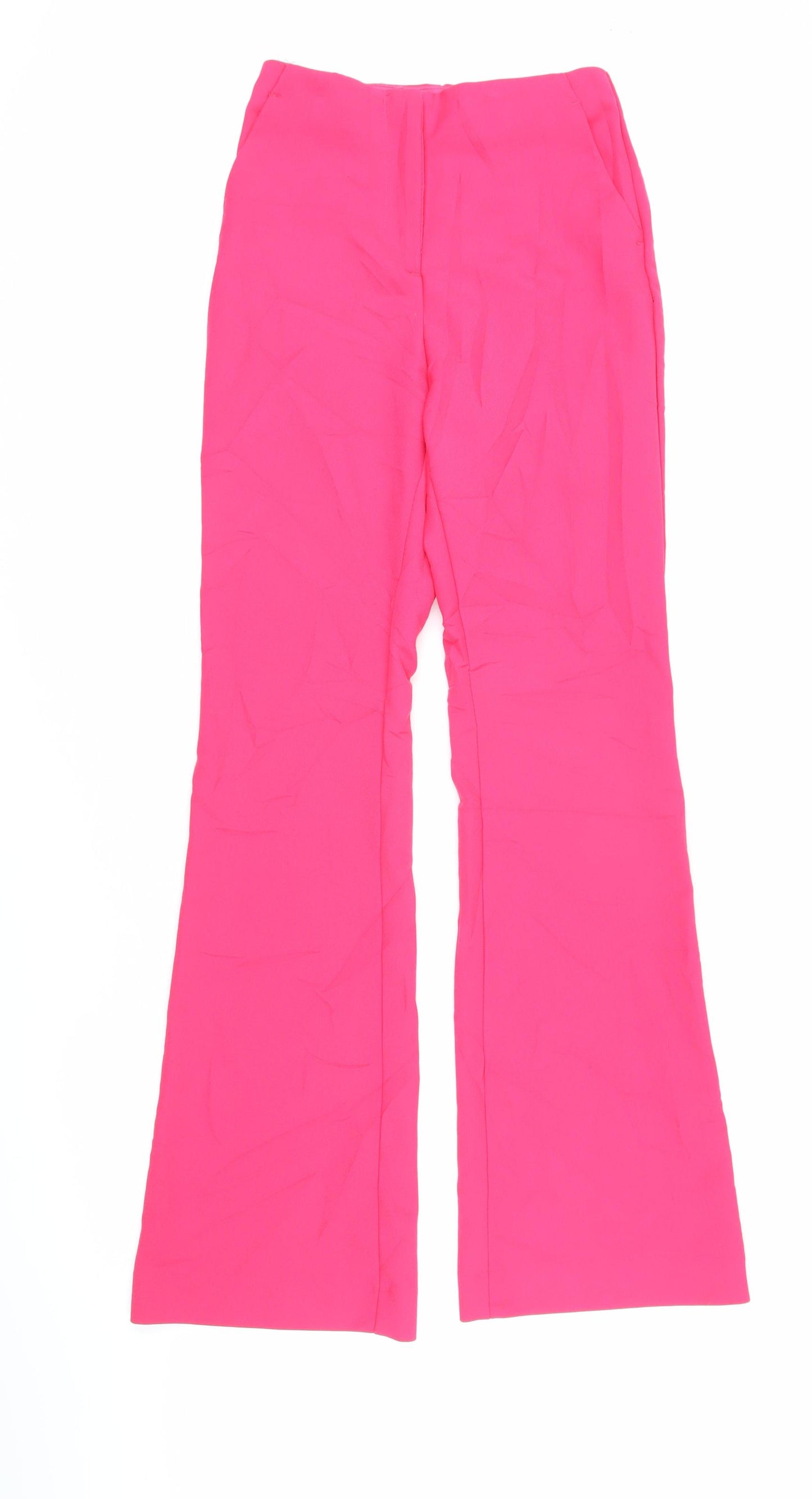H&M Womens Pink Polyester Trousers Size 34 in L31 in Regular Zip - Elasticated waist