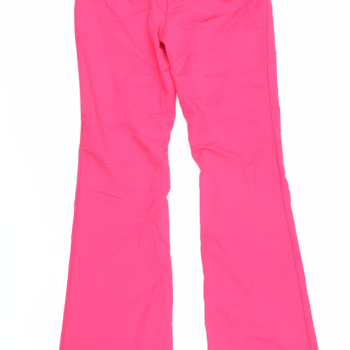H&M Womens Pink Polyester Trousers Size 34 in L31 in Regular Zip - Elasticated waist
