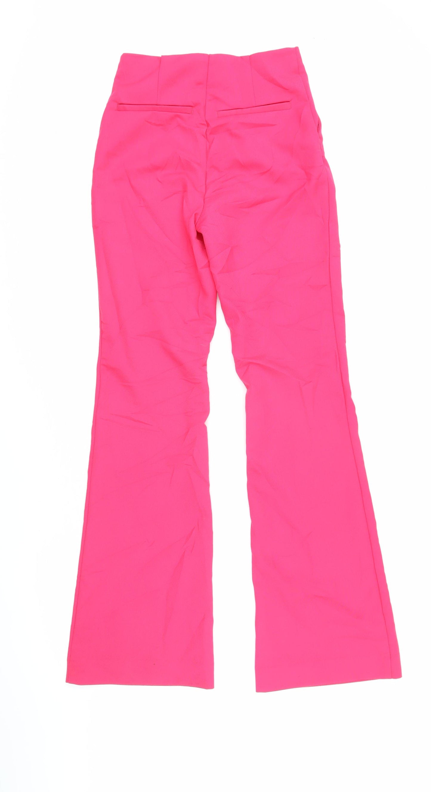 H&M Womens Pink Polyester Trousers Size 34 in L31 in Regular Zip - Elasticated waist