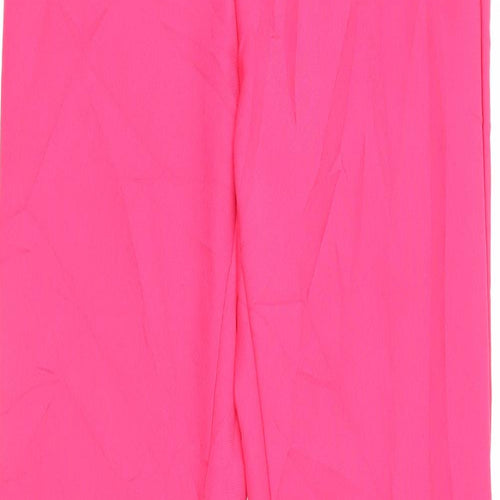 H&M Womens Pink Polyester Trousers Size 34 in L31 in Regular Zip - Elasticated waist