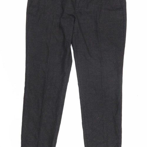 Zara Womens Grey Herringbone Polyester Trousers Size 38 L27 in Regular Zip