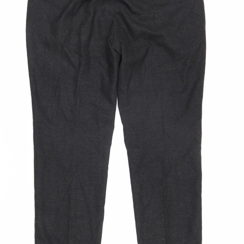 Zara Womens Grey Herringbone Polyester Trousers Size 38 L27 in Regular Zip