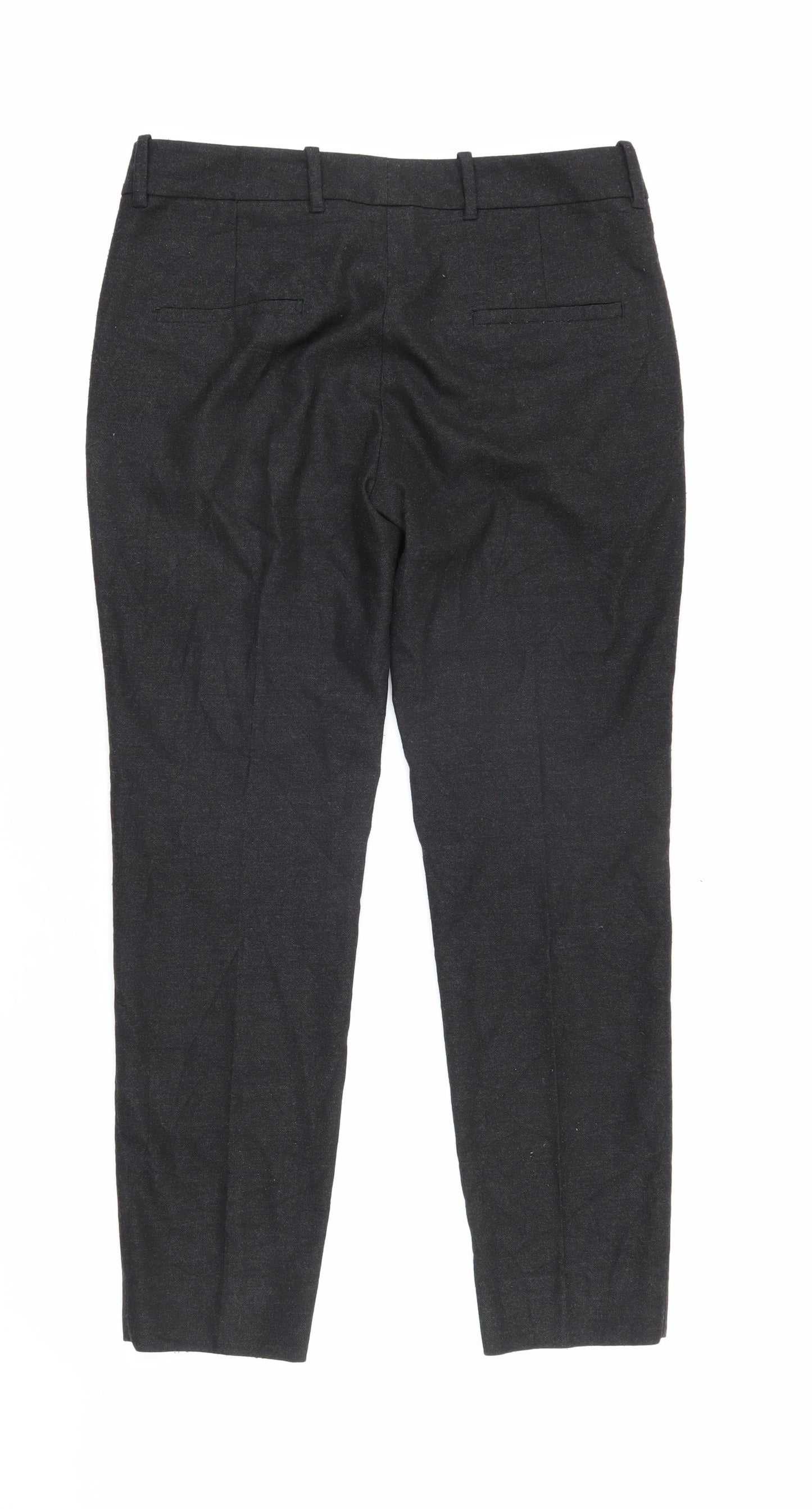 Zara Womens Grey Herringbone Polyester Trousers Size 38 L27 in Regular Zip