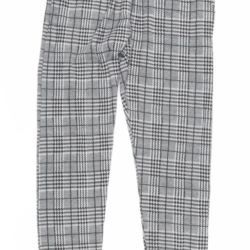 Boohoo Womens Black Check Polyester Trousers Size S L29 in Regular - Elasticated waist