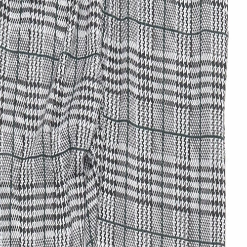 Boohoo Womens Black Check Polyester Trousers Size S L29 in Regular - Elasticated waist
