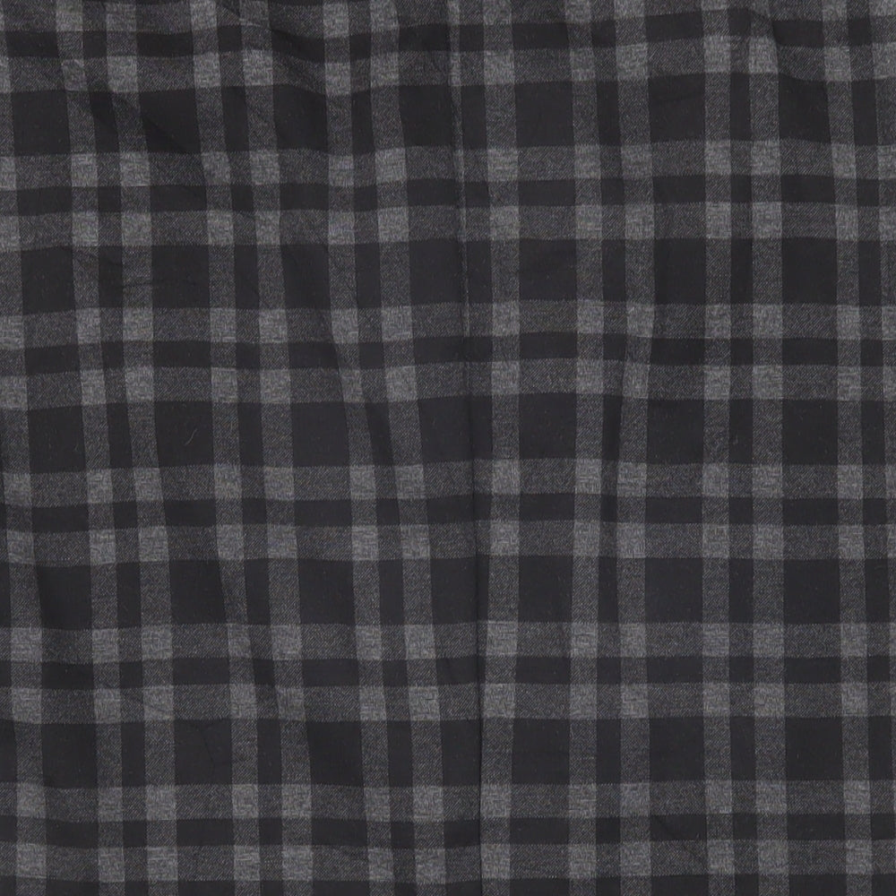 Marks and Spencer Womens Grey Check Viscose Straight & Pencil Skirt Size 12 - Elasticated waist