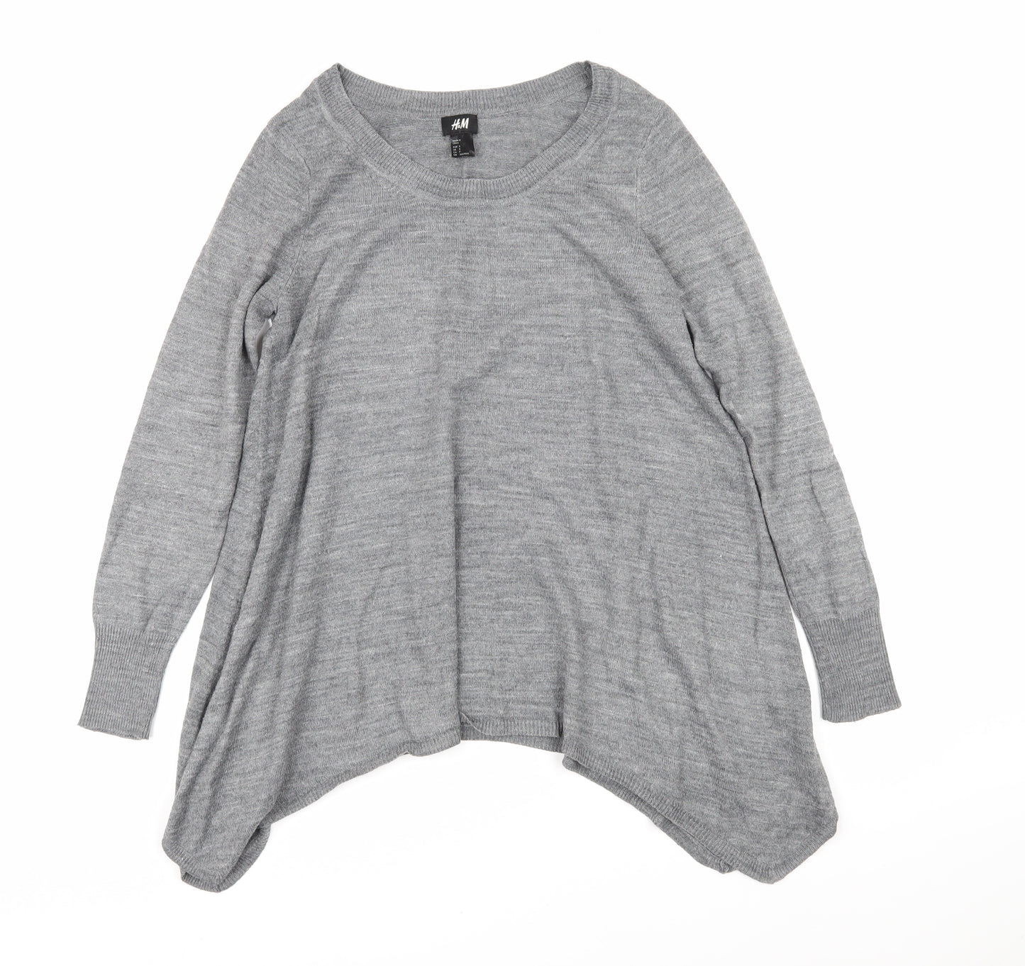 H&M Womens Grey Boat Neck Acrylic Pullover Jumper Size S