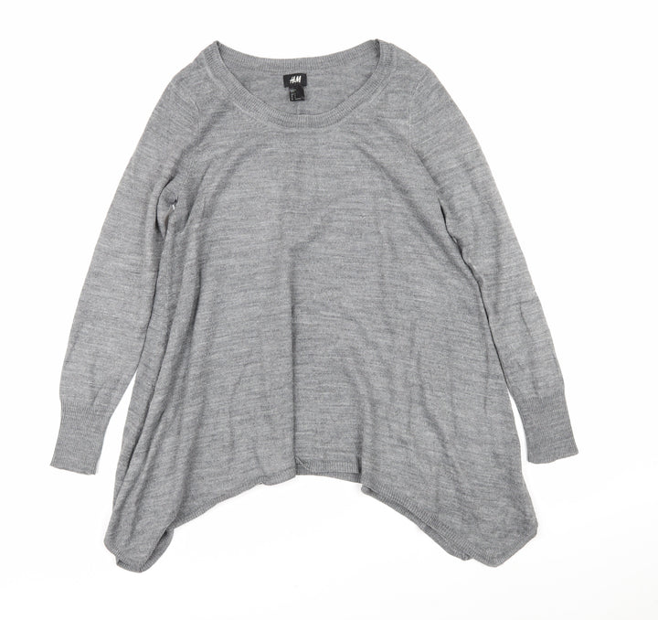 H&M Womens Grey Boat Neck Acrylic Pullover Jumper Size S