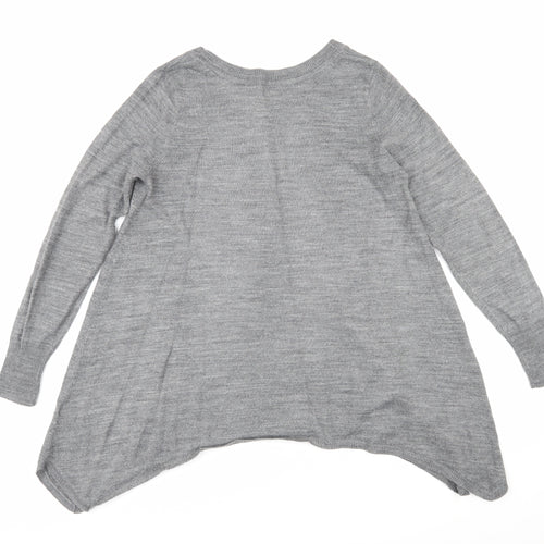 H&M Womens Grey Boat Neck Acrylic Pullover Jumper Size S