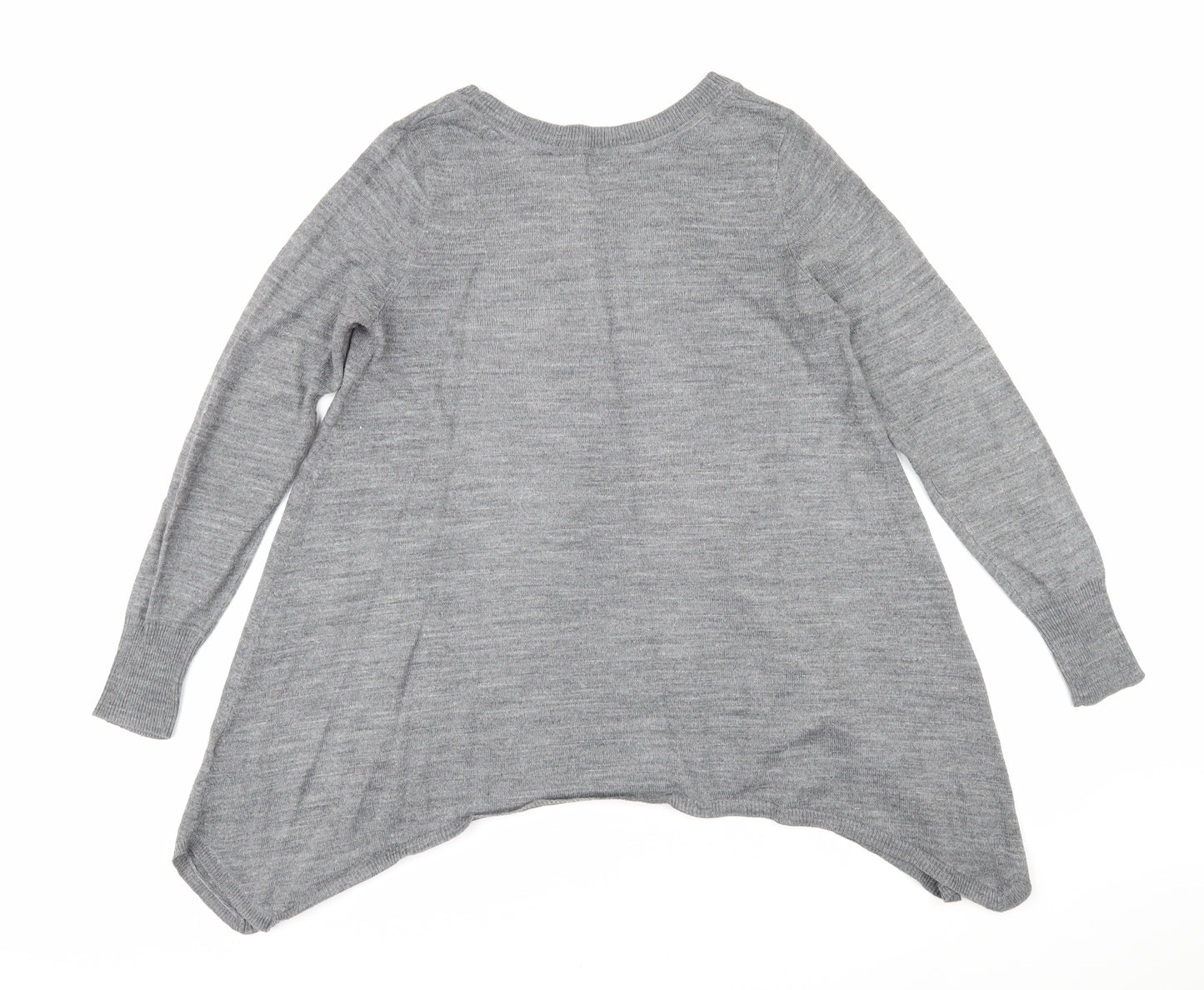 H&M Womens Grey Boat Neck Acrylic Pullover Jumper Size S