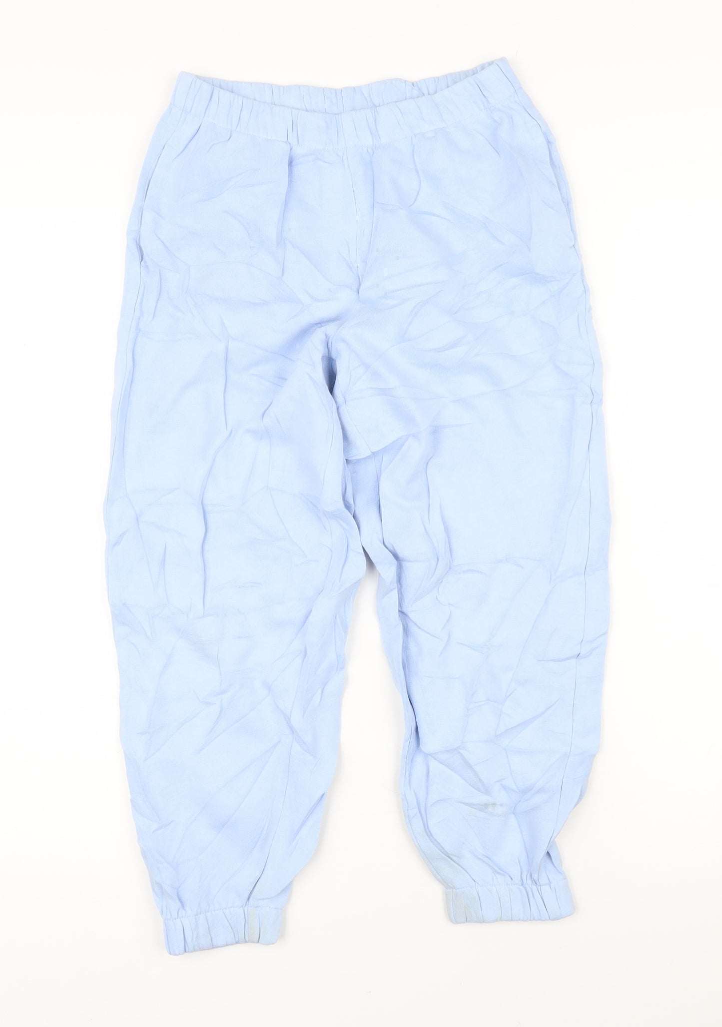 Marks and Spencer Girls Blue Cotton Jogger Trousers Size 9-10 Years L20 in Regular