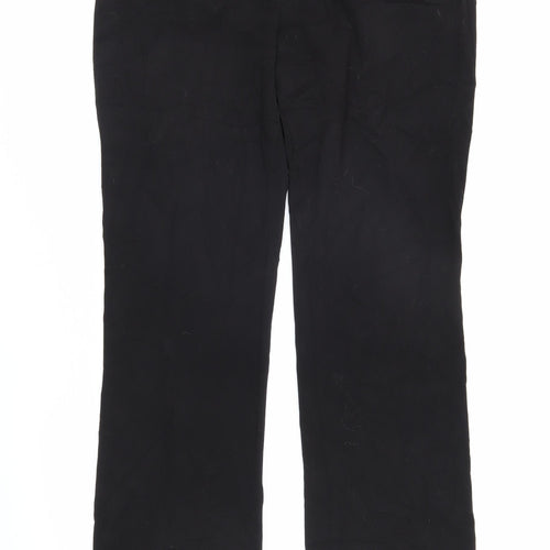Marks and Spencer Womens Black Polyester Trousers Size 14 L28 in Regular Zip