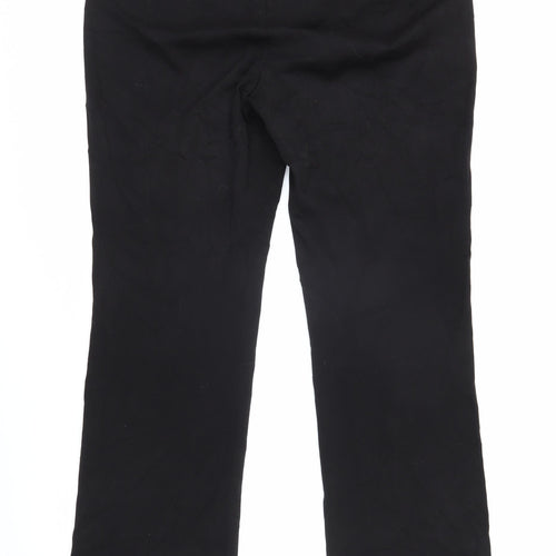 Marks and Spencer Womens Black Polyester Trousers Size 14 L28 in Regular Zip