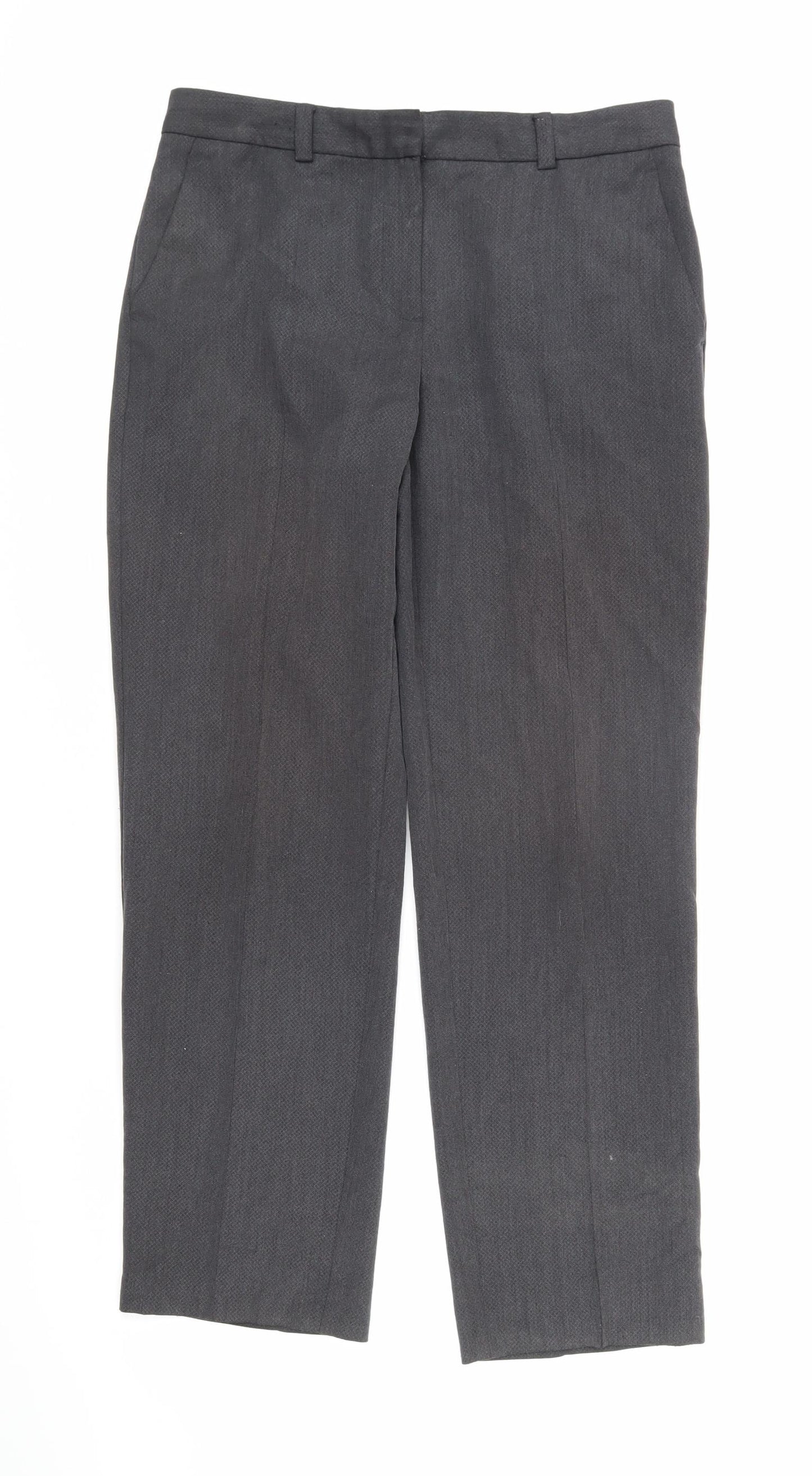 Marks and Spencer Womens Grey Polyester Trousers Size 10 L27 in Regular Zip