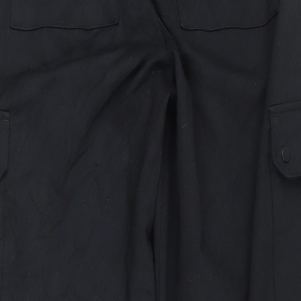 Marks and Spencer Womens Black Viscose Trousers Size 12 L29 in Regular Zip - Elasticated waist