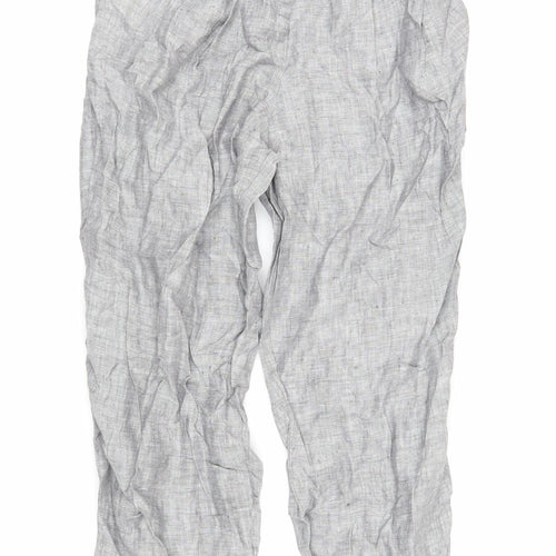 Marks & Spencer Womens Grey Flax Trousers Size 6 L26 in Regular Zip