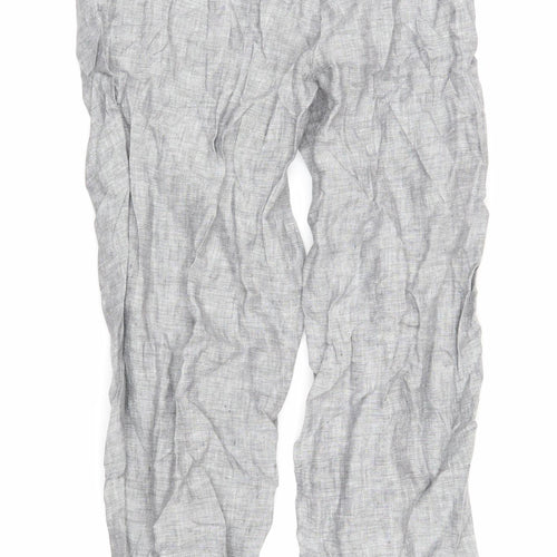 Marks & Spencer Womens Grey Flax Trousers Size 6 L26 in Regular Zip