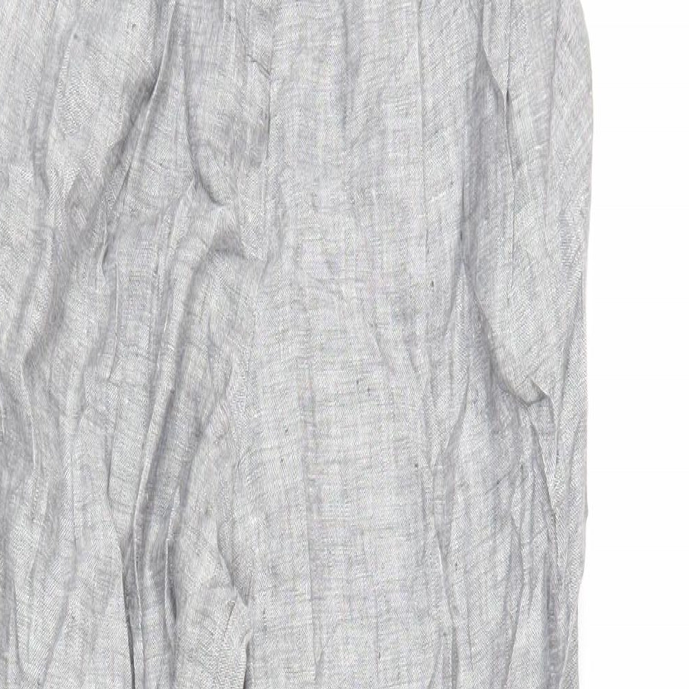Marks & Spencer Womens Grey Flax Trousers Size 6 L26 in Regular Zip