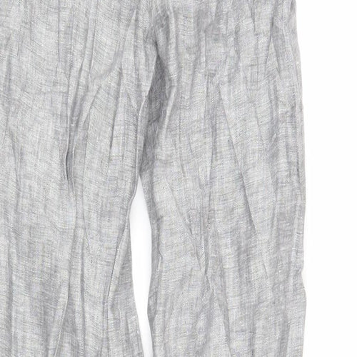 Marks & Spencer Womens Grey Flax Trousers Size 6 L26 in Regular Zip