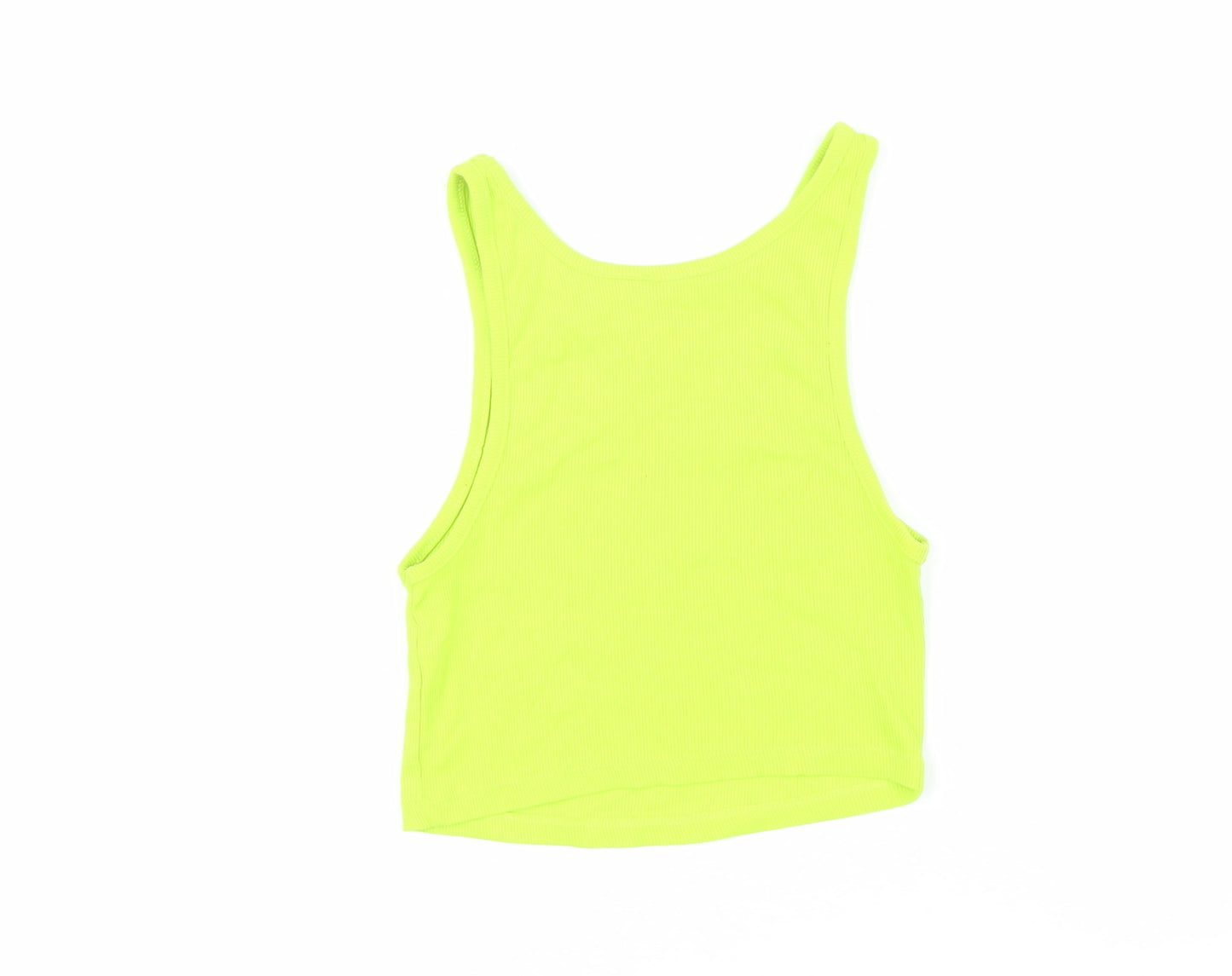 Zara Womens Green Cotton Basic T-Shirt Size S Scoop Neck - Cropped