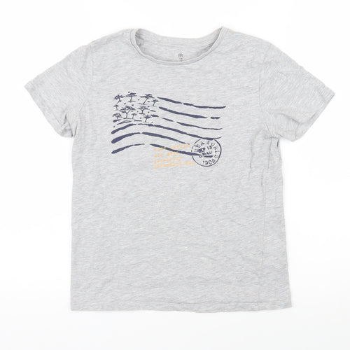 La Redoute Boys Grey Cotton Basic T-Shirt Size 12 Years Round Neck Pullover - Post office Air mail Passport International