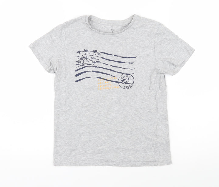 La Redoute Boys Grey Cotton Basic T-Shirt Size 12 Years Round Neck Pullover - Post office Air mail Passport International