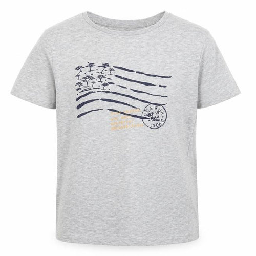 La Redoute Boys Grey Cotton Basic T-Shirt Size 12 Years Round Neck Pullover - Post office Air mail Passport International