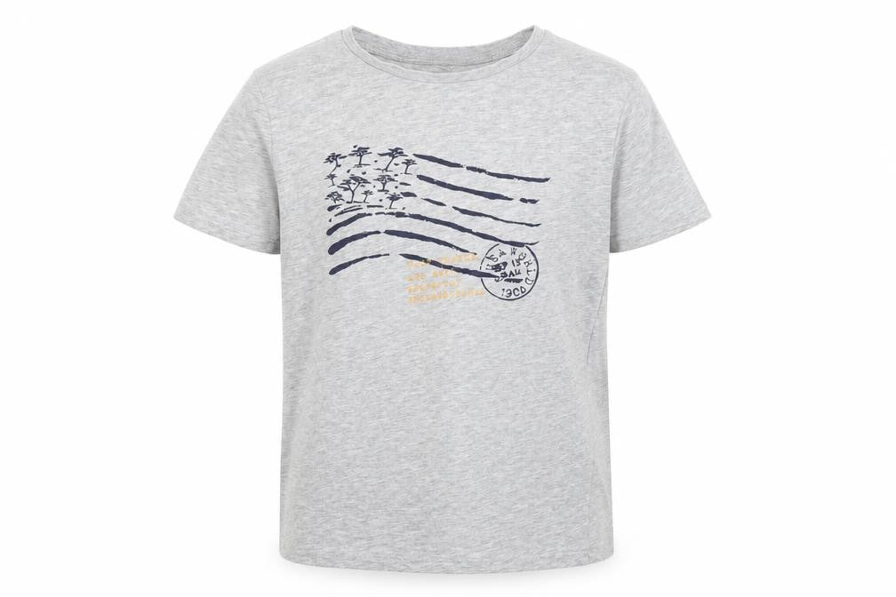 La Redoute Boys Grey Cotton Basic T-Shirt Size 12 Years Round Neck Pullover - Post office Air mail Passport International